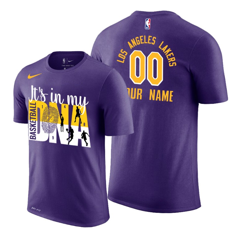 Men's Los Angeles Lakers Custom #00 NBA Name & Number Team Logo Purple Basketball T-Shirt DJP1583QK
